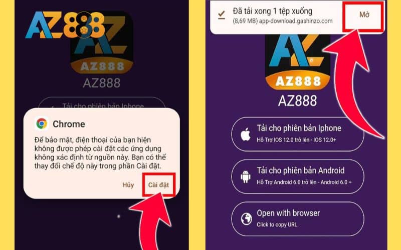 Cài đặt và mở ứng dụng sau khi đã tải về