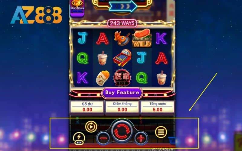 Các tính năng trong giao diện trò chơi nổ hũ dạo chơi phố đêm