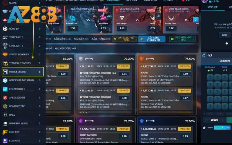 Hướng dẫn các bước tham gia cá cược LOL tại AZ888 Hướng dẫn các bước tham gia cá cược LOL tại AZ888